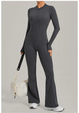 Women's Seamless Yoga Jumpsuits Sports Fitness Gym One-piece Long-sleeves Hip-Lifting Beauty Back Workout Training Bodysuits