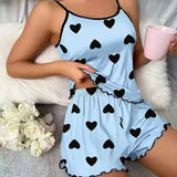 Women Pajamas Set Summer Large Size Vest Shorts Women's Suspenders Soft Casual Cute Printed Pajama Set