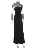 Ahagaga Sexy Women's Maxi Dresses With Lace Shawl Solid Strapless Sheath Slim Fit Fashion Gloves Summer Female Party Vestidos