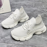 Casual Solid Thick Platform Sneakers for Women Spring 2025 Autumn Breathable Mesh Sports Shoes Woman Outdoor Lace Up Mujer