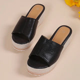 2025 Summer Chunky Platform Slippers for Women Pu Leather Wedges High Heel Sandals Woman Plus Size 36-43 Beach Sandles Female