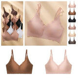Seamless Ice Silk Ultra-Thin Breathable Bra Comfortable Breathable Underwear Women's Suspender Wavy Sexy Push-up Vest