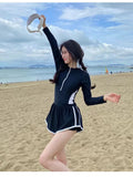 New Women's Swimsuit, One-piece Coverage Slimming Effect  Conservative Sports Style Hot Spring Flat Leg Pants Swimsuit Plus Size