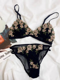 MOYISU French Lace Bralette Set for Small Breasts No Underwire Summer Bras Sexy Triangle Bra Petite Girls, Pure Desire Lingerie