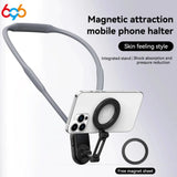 Portable Magnetic Neck Halter Mobile Phone Holder For IPhone 16 15 14 13 For Huawei For Samsung FOR Xiaomi Selfie Stand Bracket