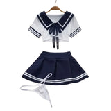 Cosplay Sexy Lingerie Set Women's 2 Piece Nightgown Student Uniform Set Short Top Crotchless Dresses Erotic Bra Nightdress