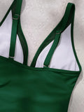 Solid Color One Piece Bikini for Women,sexy Deep-V Neck Suspender Backless Swimsuit,high Waist Translucent Striped Mesh Swimwear