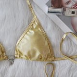 Bikini 2026 Sexy Heart-shaped Rhinestone Tassel Shining Fabric Solid Swimwear Swimsuit Women Bikini Set Bathing Suit Bikini Luxe