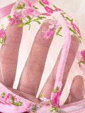 PINK embroidered floral lingerie set - a sexy bra and thong combination with heart-shaped decorations for ladies ZA824026