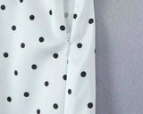 2026 Women Vintage Black White Polka Dot A-line Knee Length Skirt Sexy Low Waist Holiday Summer Skirts Slim Mini Skirts J7L2
