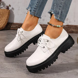 British Style Platform Oxford Shoes for Women Fashion Lace Up Thick Bottom Pu Leather Shoes Wman Plus Size 42 Office Work Shoes