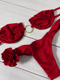 Sexy 3D Flower Bikini Swimsuit Brazilan Bikini Set Swimwear for Women High Leg Push Up Two Piece Bathing Suits Summer Female