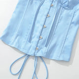 Vietnamese Sexy Backless Halter Neck Camisole For Women Niche Deep V-neck With Hook And Fishbone Waist-cinching Satin Top 02BG