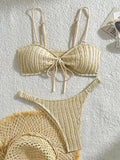 Wrinkled Crinkled Tie Knotted Bikini Women Swimwear Female Swimsuit Two-pieces Bikini Set Brazilian Bathing Suit Swim Beach Wear