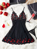 Lace Contrasting Babydoll Dress Underwear With Thongs Night Costumes