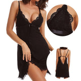 Women's Pajamas Lace Sleepwear Dress Female Sexy Nightdress V-Neck Nightwear Home Clothes Hollow Out Fun Lingerie
