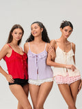 Women's Lolita Hot Sexy Short Pants High Rise Lace Tiered Ruffled Shorts Summer Lounge Bottoms Summer