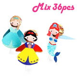 Princess Snow White Superhero Lollipop Decoration Cards for Kids Boy Girls Birthday Party Gift Cake Accessories Candy Packaging