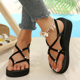 Lightweight Crystal Wedges Rome Sandals Women Plus Size 42 Thick Sole Eva Summer Sandles Woman Non Slip Platform Beach Sandles