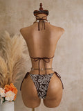 Vintage Pink Mesh Skirt 3 Piece Bikini Set Women Stone Strap Push Up Bra Triangle Swimsuit Holiday Bathing Suit Swimwear 2026