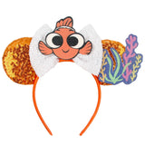 2025 New Style Mickey Minnie Ear Headband Sequin Bows Girl Adult Kids Halloween Party Cosplay Hair Accessories Princess Hairband