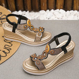 Fashion Crystals Wedges Heel Sandals Women Summer Chunky Platform Bohemian Sandalias Mujer Slip On High Heels Sandles Female 43