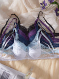 5PCS Fashionable Sexy lingerie set Floral Lace cup surface Design Thin sexy bras Comfortable Unpadded Women's underwear set