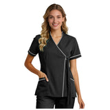 Top For Women Soft V Neck Open Front Scrub Tops Stretchy Short Sleeve Side Tie Shirts ropa de mujer
