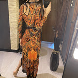 S - XXL 3PCS New Printed Long Sleeve With Pants Sarong Women Swimwear One Piece Swimsuit Female Bather Bathing Suit Swim V7180