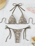 Sexy Leopard Bikini 2025 Halter Swimsuit Women String Swimwear Female Micro Bikini Set Brazilian Bathing Suit Push Up Swim Wear