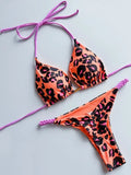 Leopard Halter Scrunch Butt Mini Micro Thong Bikini Women Swimwear Female Swimsuit Two-pieces Bikini Set Bathing Suit Swim Lady
