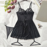 New Garter Pajamas Exquisite Women's Lingerie Fancy Bra With Thong Leg Rings Erotic Nightgowns Plus Size Underwear Sleepwear Set