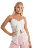 Women’s Solid Color Lace Halter Tank Tops Summer Fashionable Spaghetti Strap Handkerchief Hem Sheer Camis Tops