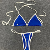Sexy Spicy Girls Contrast Color Split Two Piece Y2K Europe America Slim Fashion Flag Printed Dopamine Bikini Beach Holiday Suit