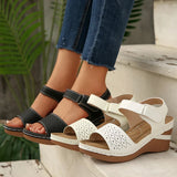 White Wedges Sandals for Women Summer Ankle Strap Thick Sole Gladiator Sandals Woman Plus Size 43 Casual Platform Sandles Female