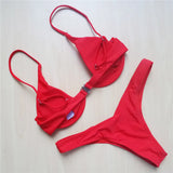 S - XL V-bar Underwired Bikini Female Swimsuit Women Swimwear Two-piece V shape Wire Bikini set Bather Bathing Suit Swim V439