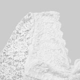 Sexy White Lace Bodysuit Women Solid Color Long Sleeve Sheer Corset Top Autumn Ruffles V Neck See Thourgh Slim Fit Jumpsuit