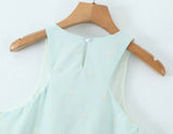 Sleeveless Top Skirt Two Pieces Matching Set for Women Light Blue Vintage Skirt Set French Style Embroidery Cotton Dress Set