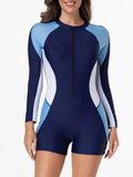 2026 Zipper Slim Swimsuit Women Long Sleeves One Piece Swimwear Female Bather Bathing Swimming Swim Surf Suit Beachwear