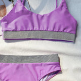 Bikini 2026 Sexy Swimwear Swimsuit Women Push Up High Waist Shining Bandage Patchwork Bikinis Set Bathing Suit Biquinis Feminino