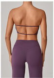 Padded Backless Bandeau Sports Bra Gym Women Crop Tube Top Seamless Yoga Top Sexy Workout Sportswear Push-up Fitness Underwear