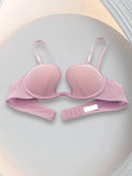 Purple deep V gather top bra women's big bust show small soft underwire bra sexy mesh bra