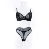 2Pcs Bra & Brief Set for Women Sexy White Ruffle Mesh Perspective Bow Patchwork Bra Bilizna Set Underwear Ultra Thin Intimate