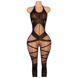 New Hot Crotchless Bodystocking EroticTransparent Sexy Lingerie Sexiest Bodysuit Mesh Hollow Bra Set Black Full Body Stockings