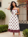 2026 Summer Women Slip Dress Spaghetti Straps Dots Print Swing A-line Dress Party Bohemian Casual Elegant Dresses
