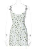 Ahagaga Fashion Sexy Flower Printed Women Short Dresses Streetwear Regular Casual Strapless Sleeveless Slim Sheath Vestidos Robe