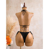With Skirt 3D Flower Halter Bikini Women Swimwear Female Swimsuit Three-Pieces Bikini Set Padded Bather Bathing Suit Swim  V8346