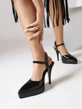 NASBAVI Women's Stilettos Platform Pointed Toe Pumps Shoes High Heels Pumps Ankle Strap Shoes Sexy Party Comfy Women Shoes