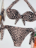 Leopard Knotted Polka Dot Bikini 2025 Women Strapless Bandeau Swimsuit Female Swimwear Two Pieces Bikini Set Bathing Suit Swim