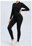 Women Sportwear Yoga Jumpsuit Zip Long Sleeve Back Open Outfit Fitness Tracksuit Tight One-piece Gym Overalls Sports Bodysuit